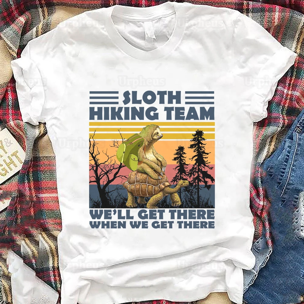 Забавная футболка с ленивцом винтажная хлопковая Футболка для походов команд
