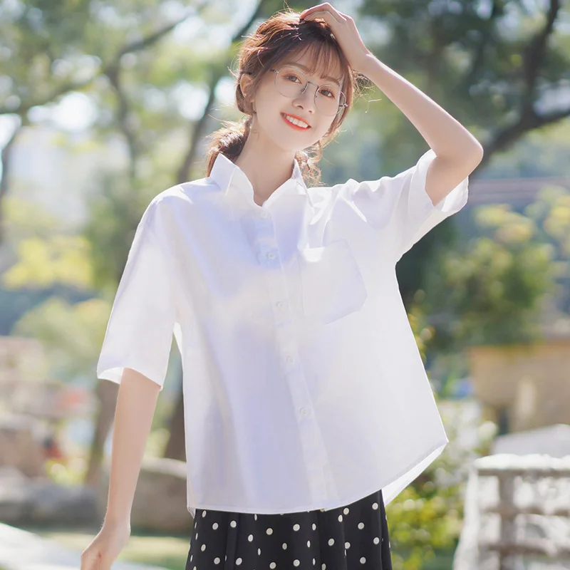 Тонкая белая рубашка цвета хаки с коротким рукавом новинка 2020 Женская рабочая