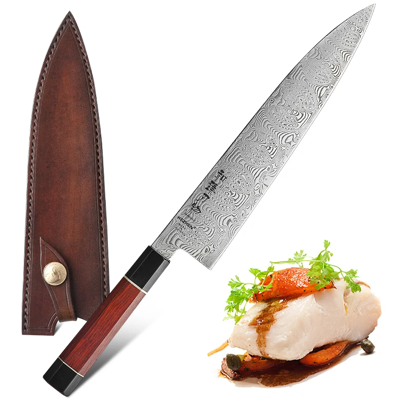 HEZHEN 240 мм поварской нож Gyuto японские острые лезвия из дамасской стали
