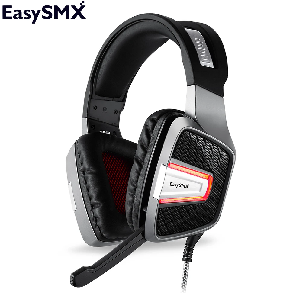 EasySMX ESM-G291 Игровые наушники, гарнитура для видеоигр со скрытым микрофоном басовая Вибрация наушники USB для ПК PS4 геймеров
