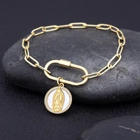 nidin new arrival our lady of guadalupe virgin mary copper zircon bracelets for women crystal pendant christian jewelry gift