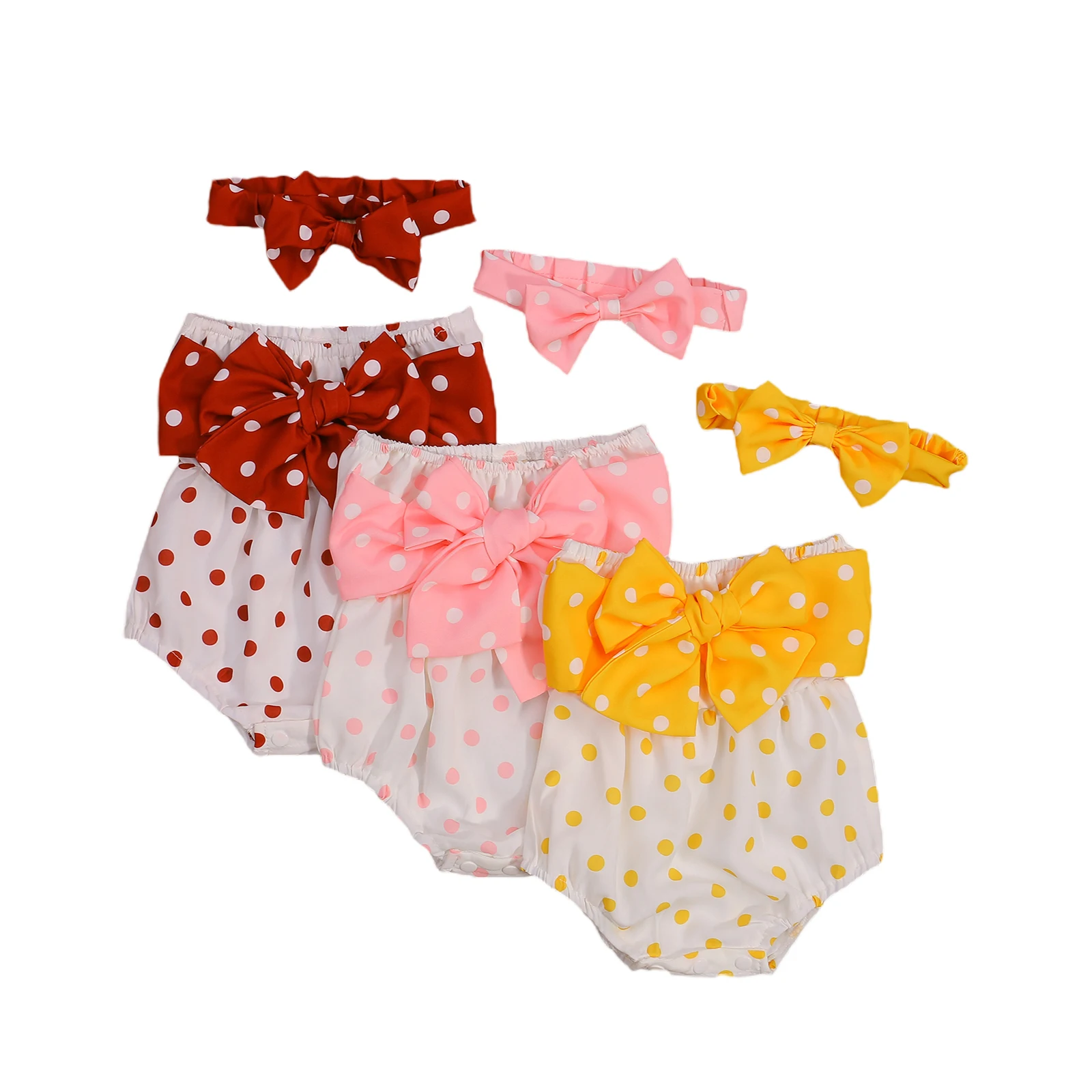 

Комбинезон в горошек для новорожденных девочек с открытыми плечами, боди, Летний комбинезон с бантом, наряд с повязкой на голову