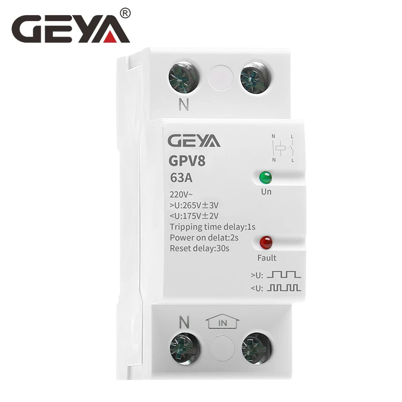 Автоматическая защита от перенапряжения GEYA GPV8 Din рейка 220 В переменного тока