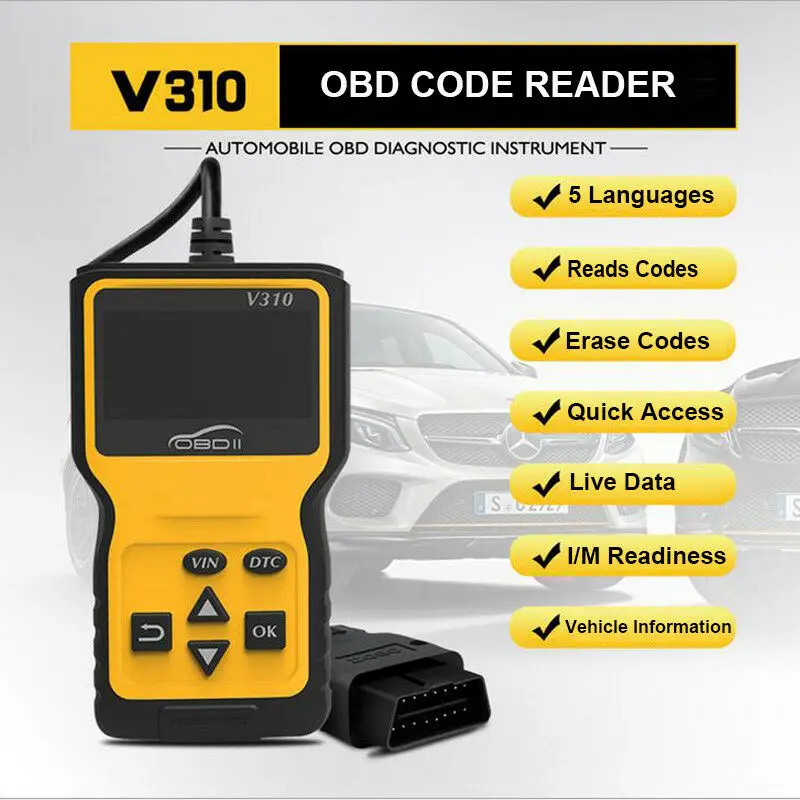 Для V310 OBD2 автоматический сканер OBDII автомобильный считыватель кодов
