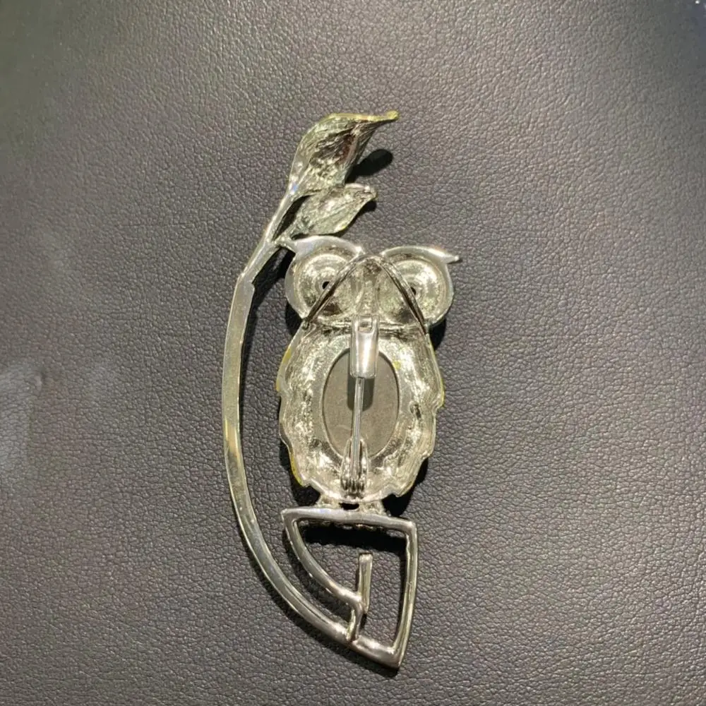 Брошь и кулон в виде аммолита совы из натурального камня унисекс ювелирное