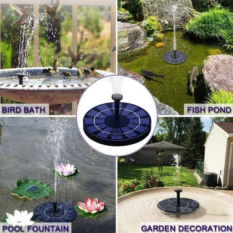 Solar Fountain Pump 2.5W Circle Floating Water Fountains Built-in Battery Backup with 6 Nozzles | Дом и сад