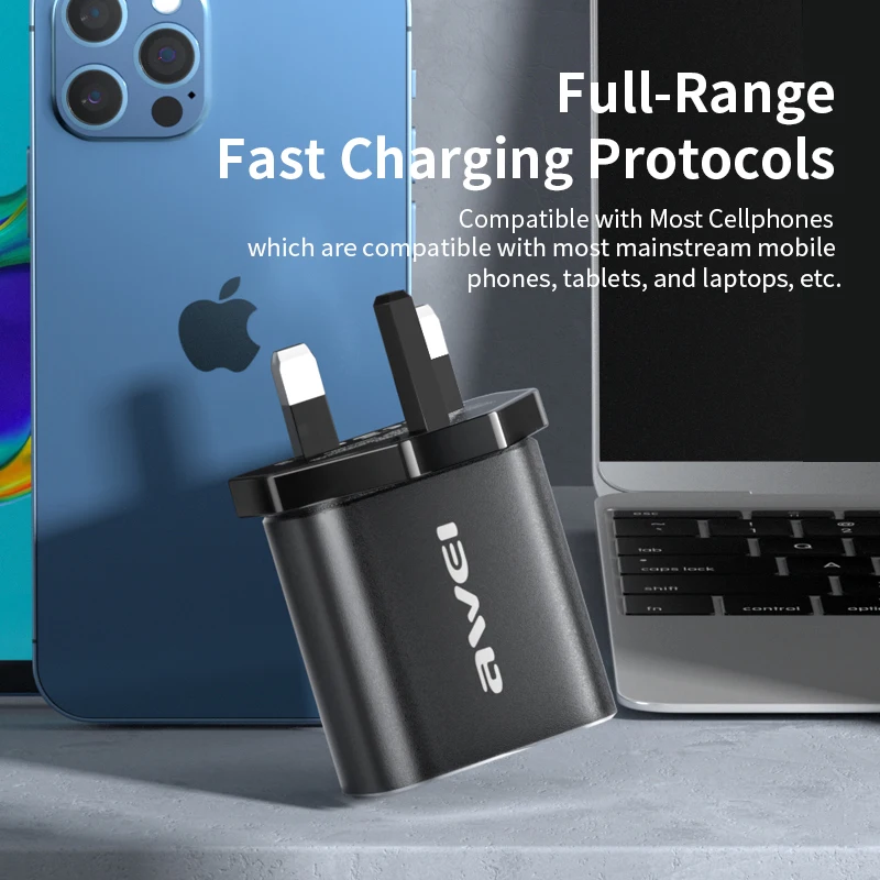 

Awei PD20W Quick Charge 3.0 QC PD Charger 20W QC3.0 USB Type C Fast Charger for iPhone 12 X Xs 8 Phone PD Charger For Huawei
