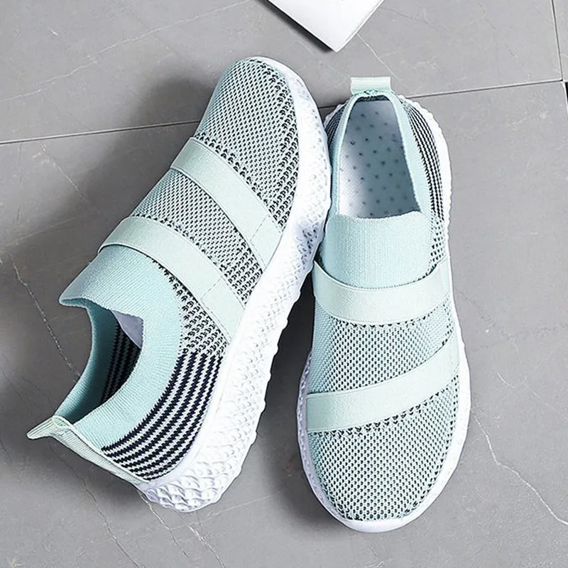 

New style Women's Casual Vulcanized Shoes Woman Mesh Lightweight White Women's Sneakers Shoes Knitted Flat Female Footwear