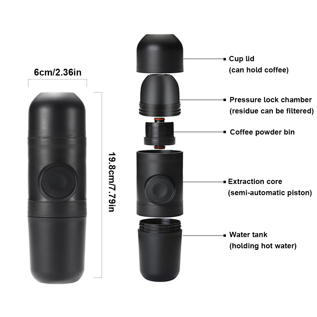 

Mini Portable Coffee Machine Pressure Espresso Manual Handheld Espresso Coffee Maker For Car Travel Camping Hiking Home Office