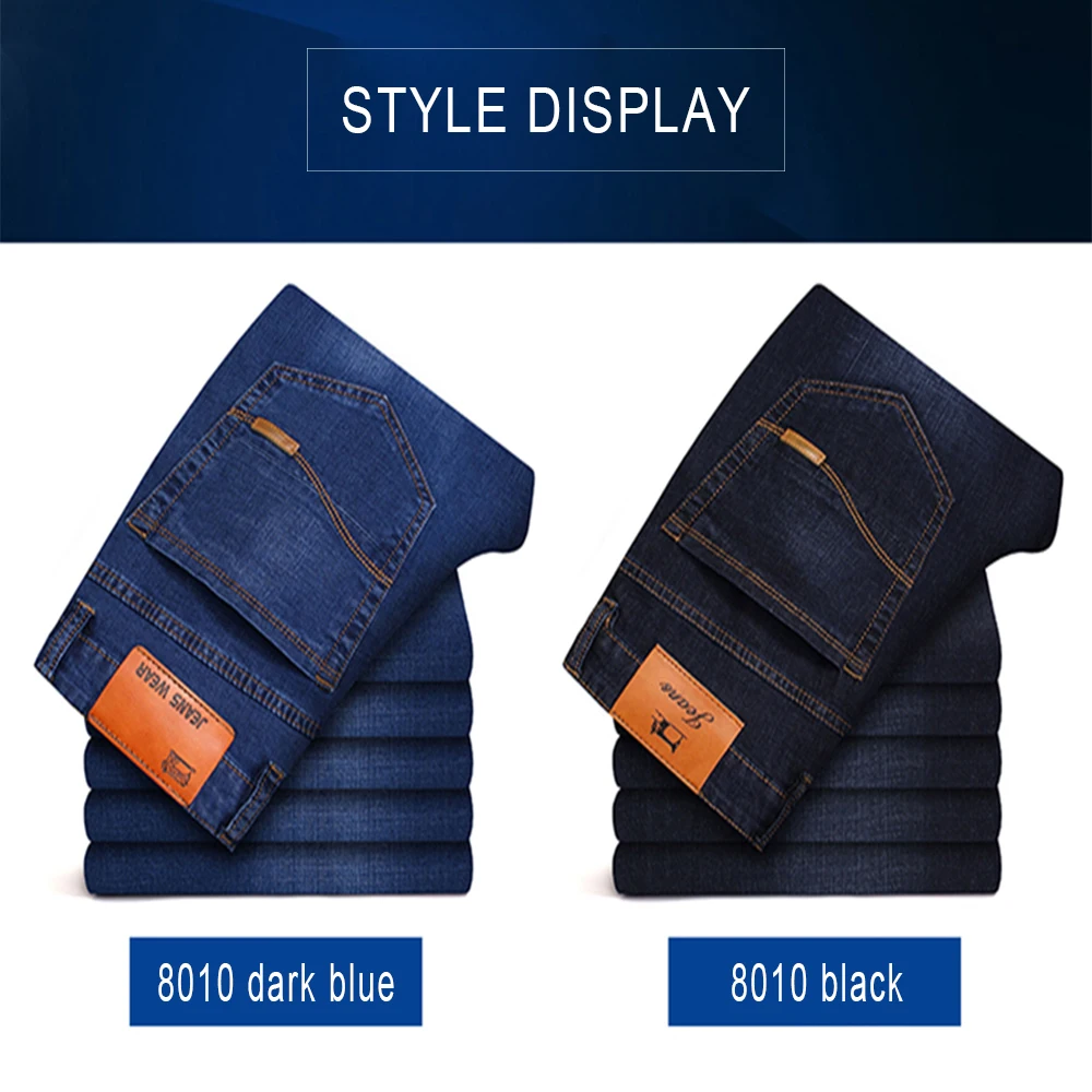 Модные мужские джинсы деловые повседневные Прямые Эластичные Обтягивающие