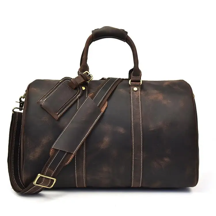 Dark Brown2 (45cm) Luufan, натуральная кожа, дорожная сумка, настоящая воловья кожа, дорожные сумки, сумка для путешествий, сумка для переноски багажа, мужские кожаные сумки для путешествий - Цвет: Dark Brown2 (45cm)