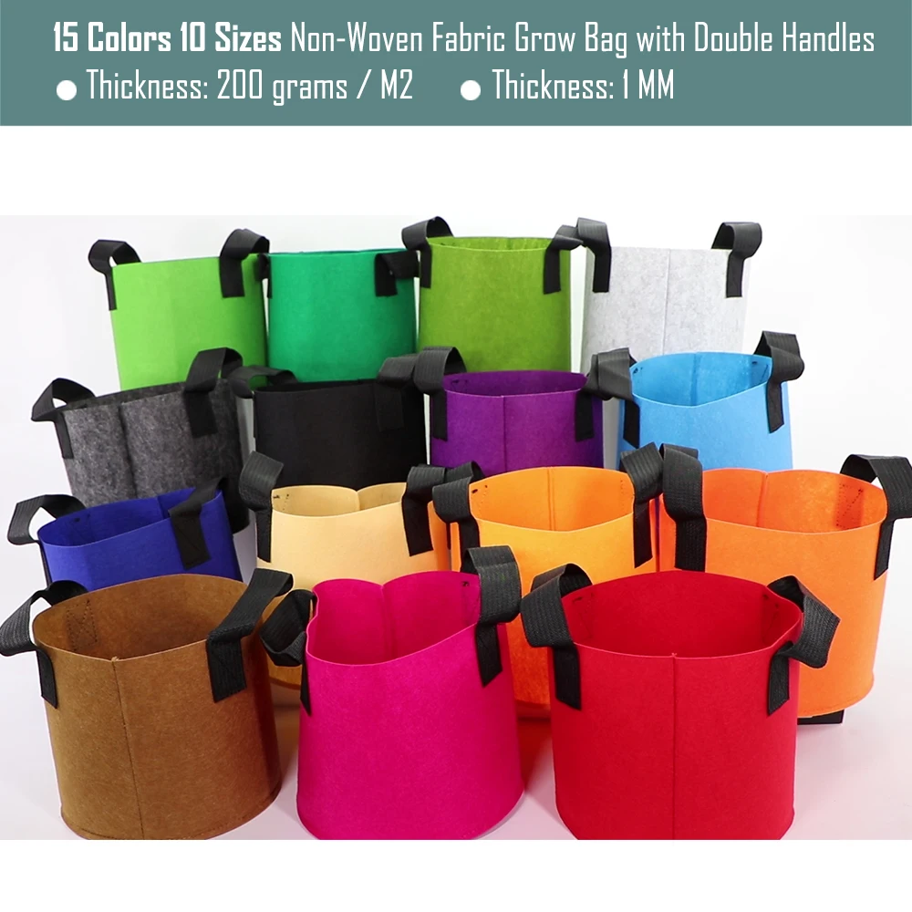 

Садовые пакеты для выращивания растений, 1/2/3/5/7/10/12/15/17/20 галлонов, для цветов, овощей, Aeration посадочный горшок, чехол с ручками, контейнер для п...
