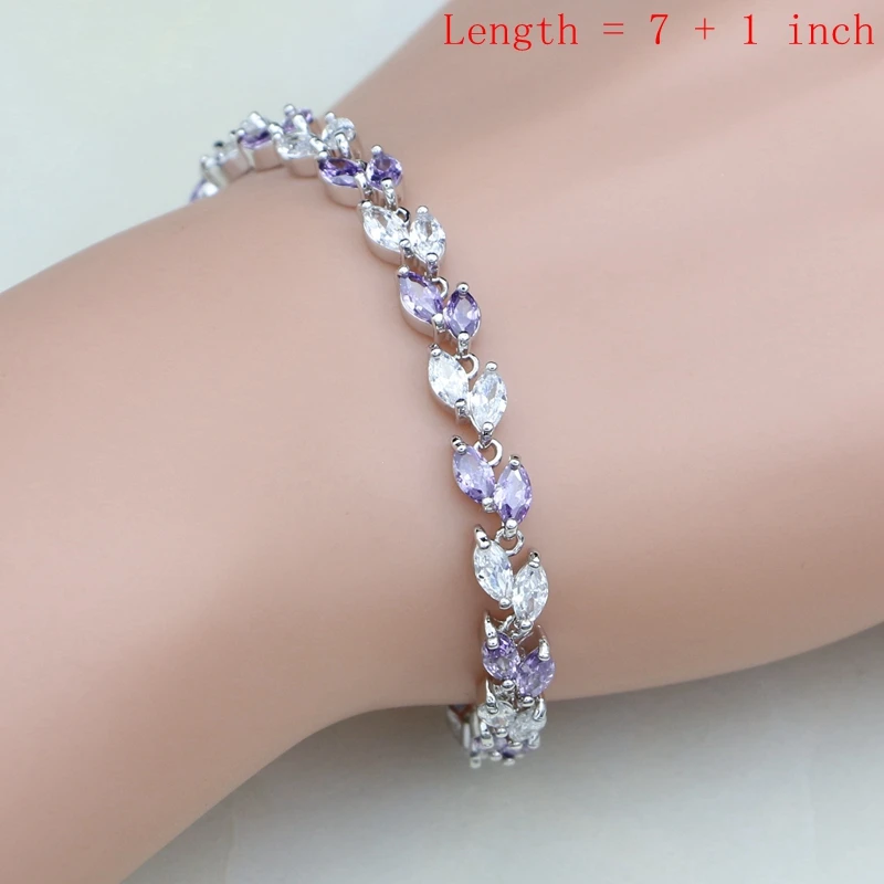 Набор женских ювелирных изделий из натурального серебра 925 пробы с фиолетовым