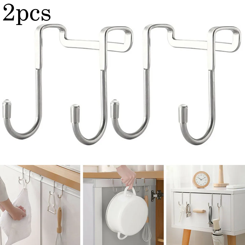 

1PC S-type Door Hanger Hook Stainless Steel Free Punching Over The Door Hooks Chrome Wash Room Coat Hanger Clothes Towel Storage
