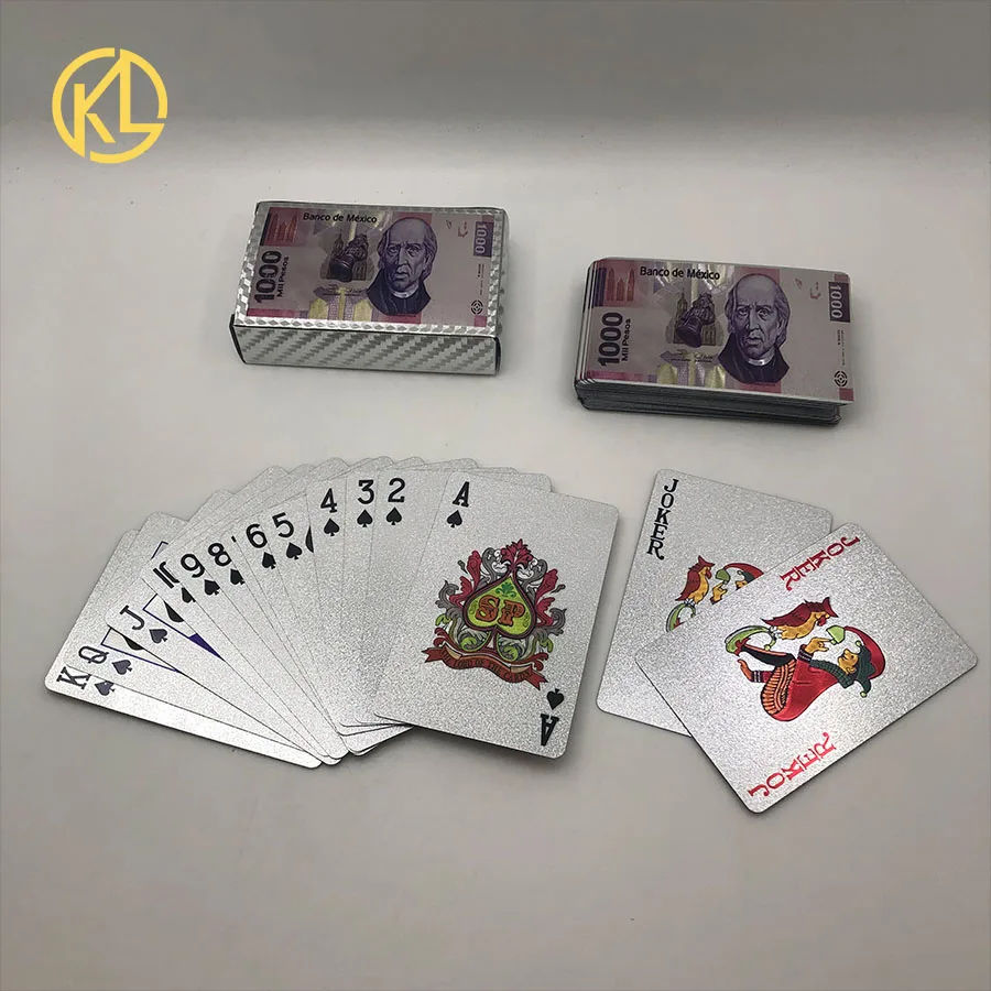 MexicoSilver Kelin Горячая водонепроницаемый USD100 Доллар дизайн 24 К золото покер игральные карты для новых азартных игр удовольствие или свадебные подарки - Цвет: MexicoSilver