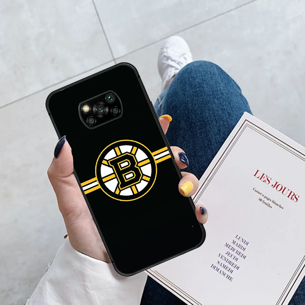 

Boston Bear Hockey Ice Team Phone Case Cover Hull For Xiaomi Mi A2 A3 8 9 SE 9T 10 10T Lite Pro Ultra Poco X3 black Waterproof