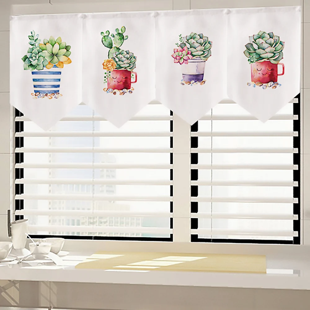 

Nordic Plant Painting Door Curtains For Kitchen Thick Short Curtains Window Bedroom Home Decorative Triangular Door Curtain