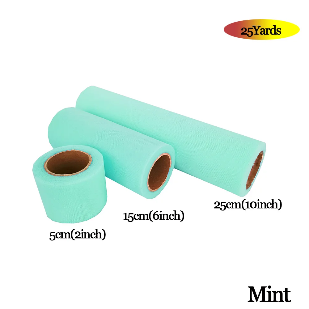 MINT Фатиновая юбка-пачка из органзы в рулоне 5 см, 15 см, 25 см, розовый, синий цвет, Тюлевая юбка-пачка из органзы, вечерние украшения для девочек 25 лет - Цвет: MINT