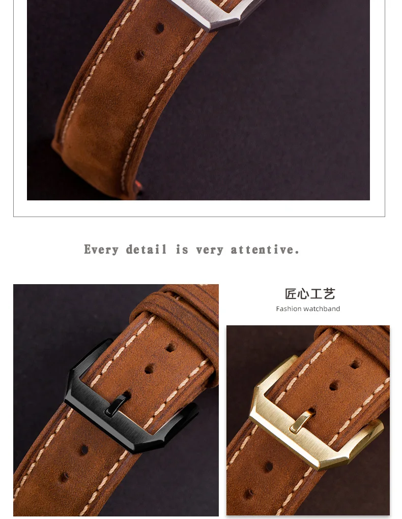 

Hand-brushed Crazy Horse Leather Strap for San Martin Pilot Mark Watches Band 18 20 21 22MM Leather Strap for Male Wrist watch