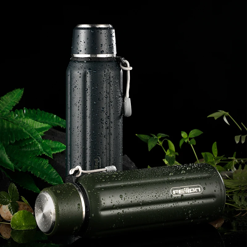 

Feijian double wall thermos kettle outdoor travel sports kettle stainless steel 600ml tea thermos cup