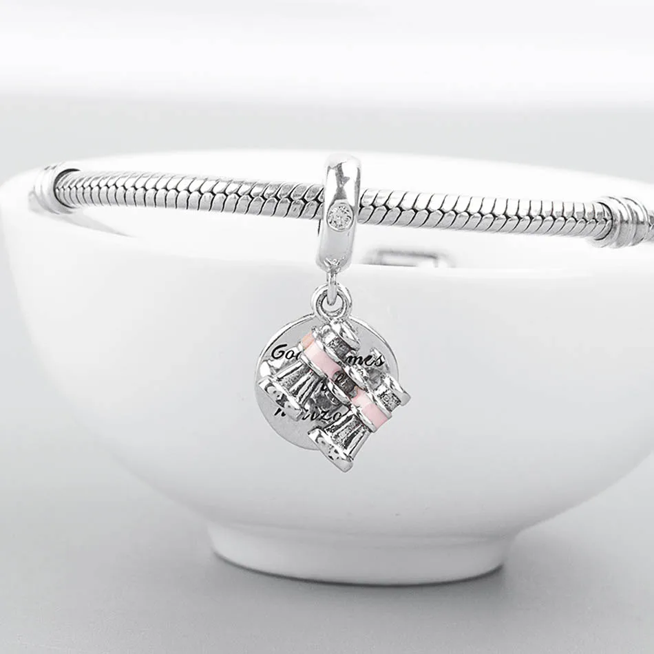 Бинокль из бисера S925 подлинный висячий Шарм для женщин браслет ювелирные изделия сделай сам|Бусины| |