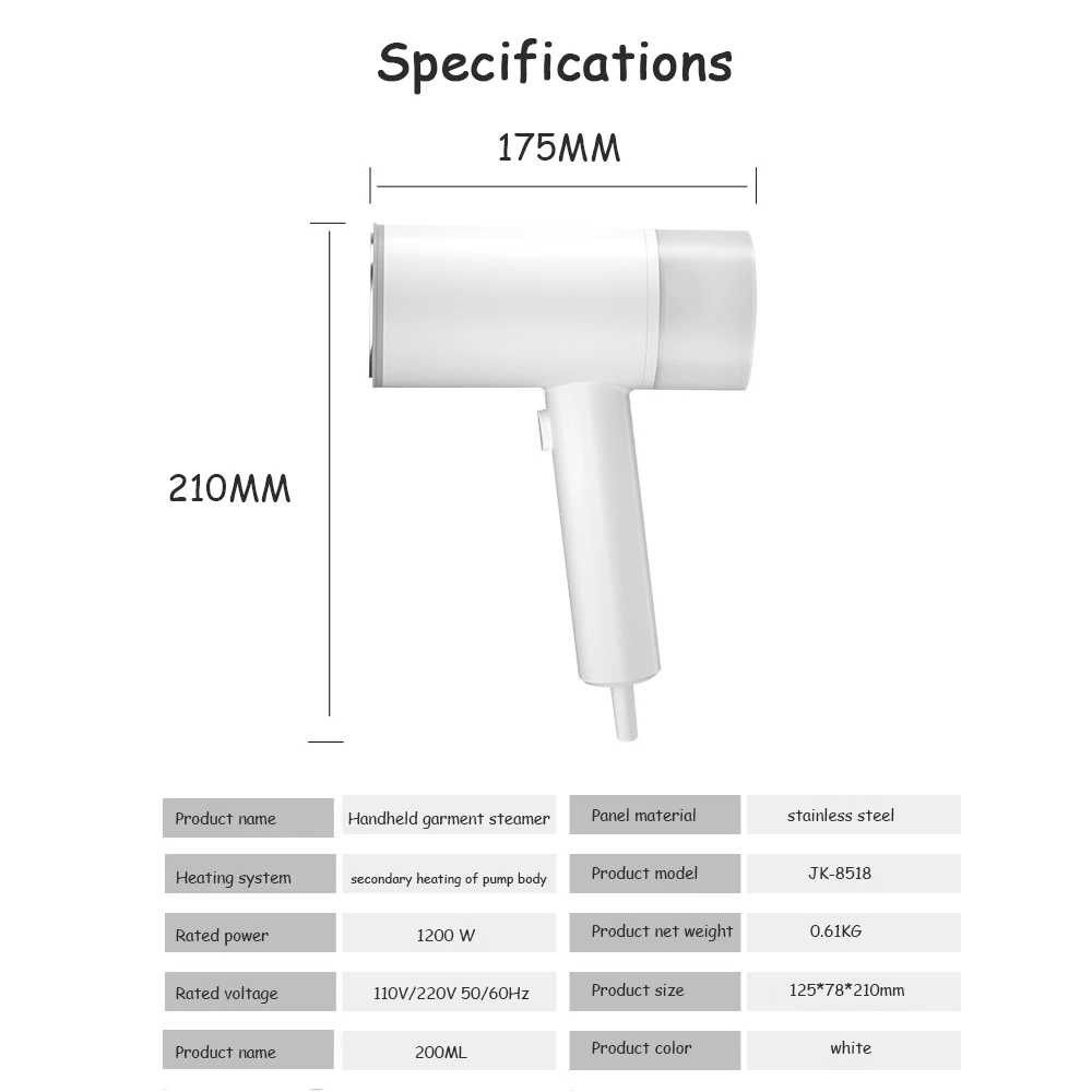 

1200W Steamer Iron Mini Generator Travel Household Electric Garment Cleaner Hanging Ironing Portable Handheld