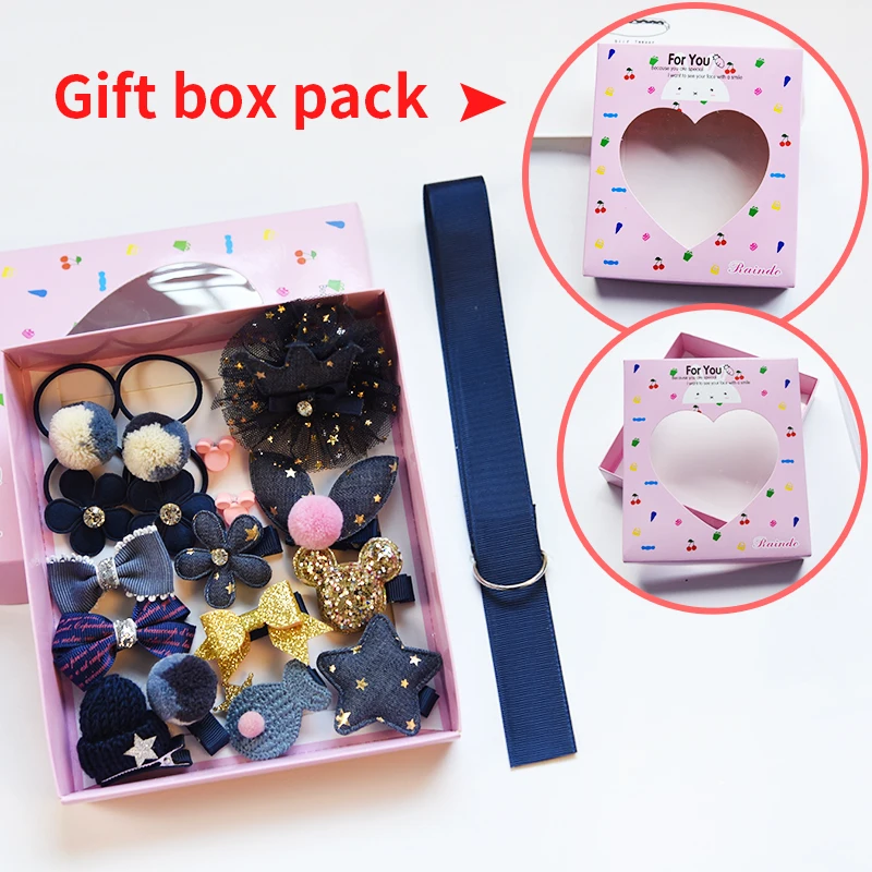 B-Gift Box 18 шт./кор. дети милые женские аксессуары для волос комплект ткани для младенцев с цветочным узором и бантом, заколки Заколки для волос подарок для девочек детские Головные уборы - Color: B-Gift Box