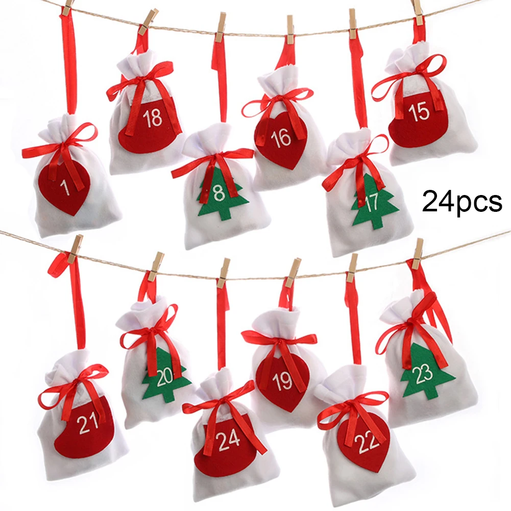 Рождественские украшения 2020 рождественские подарки мешки 24 шт. для конфет с