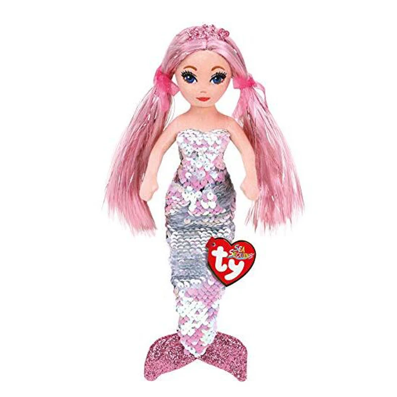 Ty Sea Sequins 19 см Индиго Синяя Русалка плюшевая Обычная чучело Коллекция игрушек куклы