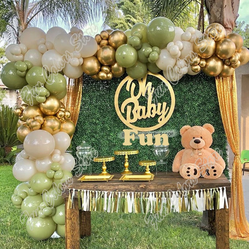 

145pcs Dusty Green Natural White Balloons Garland Arch Kit Birthday Party Decoration Baby Shower Anniversary Wedding Supplies