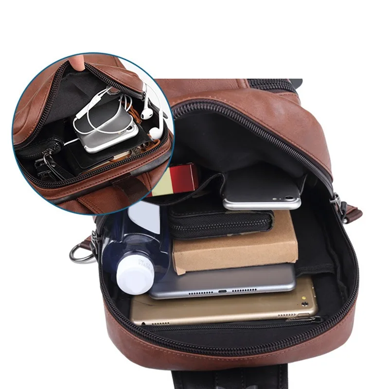 

Travel Black messenger bag outdoor sports chest bag outdoor sports chest bag casual Earphone Mobile Phone Bags