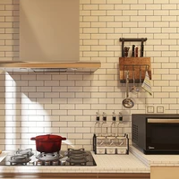 black and white lattice kitchen self adhesive wallpaper waterproof and oil proof wall sticker stove tile wallpaper pvc