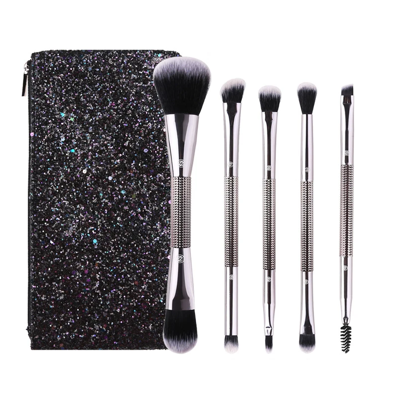 Edieu Multi-Functional Portable Special Double-end Makeup Brushes Professional Bling Bling Cosmetic Powder Blending Beauty Tool