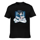 Мужская футболка с принтом Sasuke Uchiha, простые повседневные хлопковые футболки с круглым вырезом, крутые летние футболки с рисунком из аниме, большие размеры, цвет черный