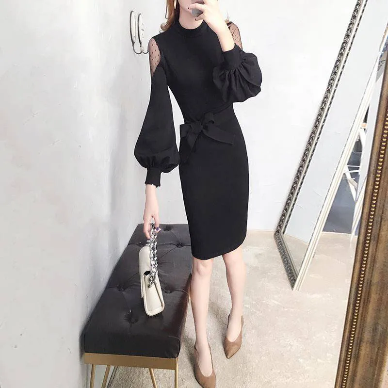

Female Autumn New Receiving Dresses Sexy Tight Fashion Dresses Long Sleeves Elegant Hip-wrapped Dresses SS673