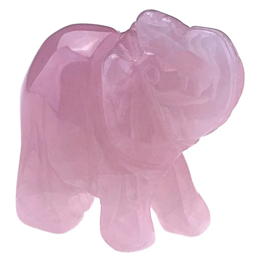 FYJS Уникальный Слон форма розовый кварцевый кристалл кулон для подарка тигровый