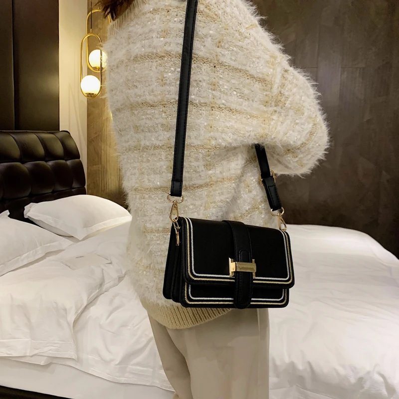 Женская сумка через плечо из искусственной кожи однотонная модная