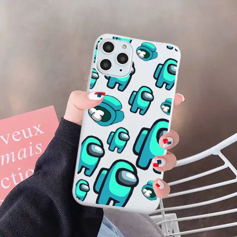 

Among us game hot Phone Case White Candy Color for iPhone 6 7 8 11 12 s mini pro X XS XR MAX Plus