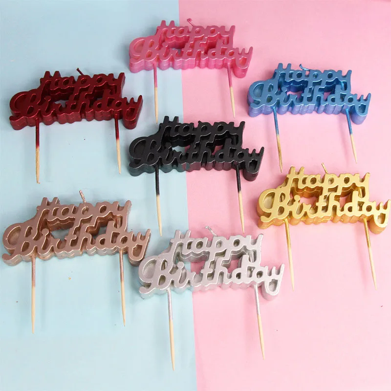 

1set Creative Happy Birthday Letter Cake Topper Birthday Party Festival Supplies Lovely Birthday Candles for Kitchen Baking Gift