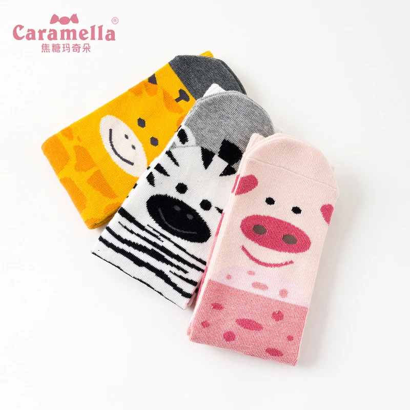 Caramella осень-зима Для женщин хлопковые носки с забавными рисунками из мультфильмов носки для женщин Harajuku носки скейтбордиста 3 пар/лот Прямая