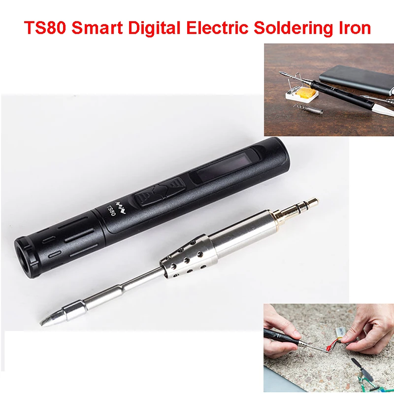 Мини TS80 цифровая паяльная станция QC3.0 USB Type C OLED программируемый интерфейс STM32 чип
