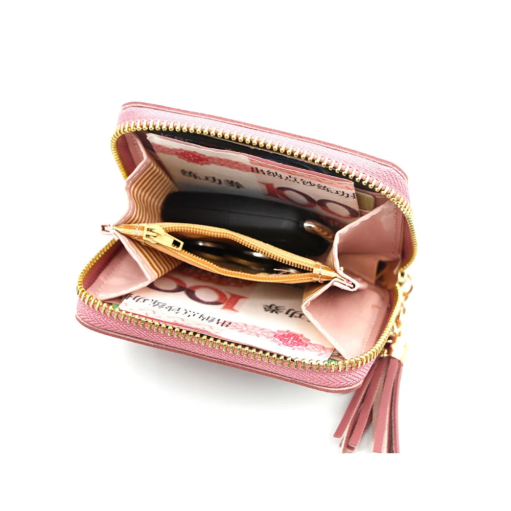 Новые маленькие женские кошельки с цветочной вышивкой и кисточками короткий