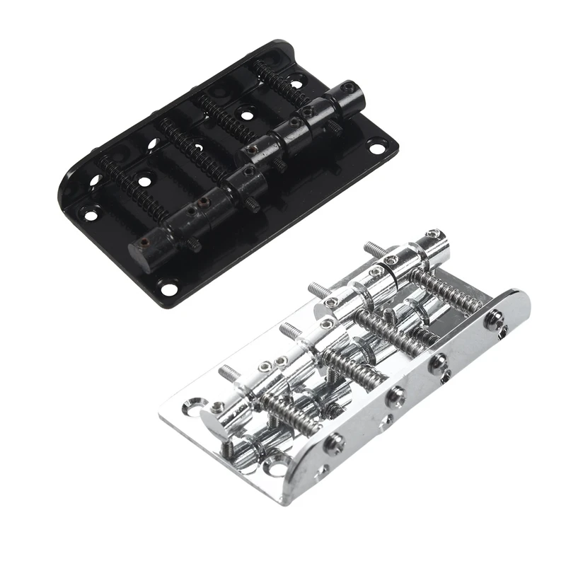 

2Set 4 String Vintage Style Bass Hardtail Bridge for Precision Jazz Bass Top Load Upgrade,Black & Silver