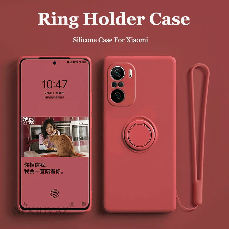 

Чехол для Xiaomi Poco F3 X3 NFC, силиконовый портативный чехол с кольцом-держателем для Redmi Note 9S 9 Pro Max, чехол для Mi 10T Pro Lite 11