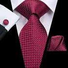 Hi-Tie MenTie бордовый шелковый свадебный галстук с пейсли для мужчин модный дизайн качественный носовой платок запонки подарочный галстук набор Прямая поставка бизнес