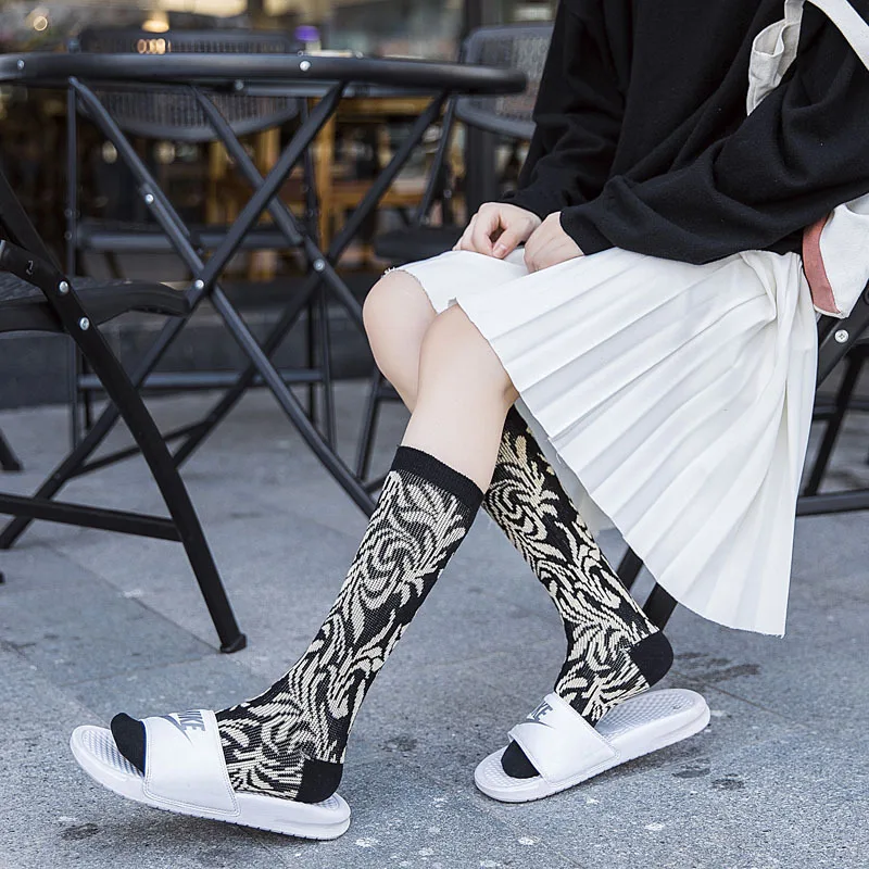 Woman Solid Leopard Cotton Socks Lurex Mixed Socks Print Knee High Socks Girls Warm Leopard Winter Socks Ankle Socks 4 Pairs/lot