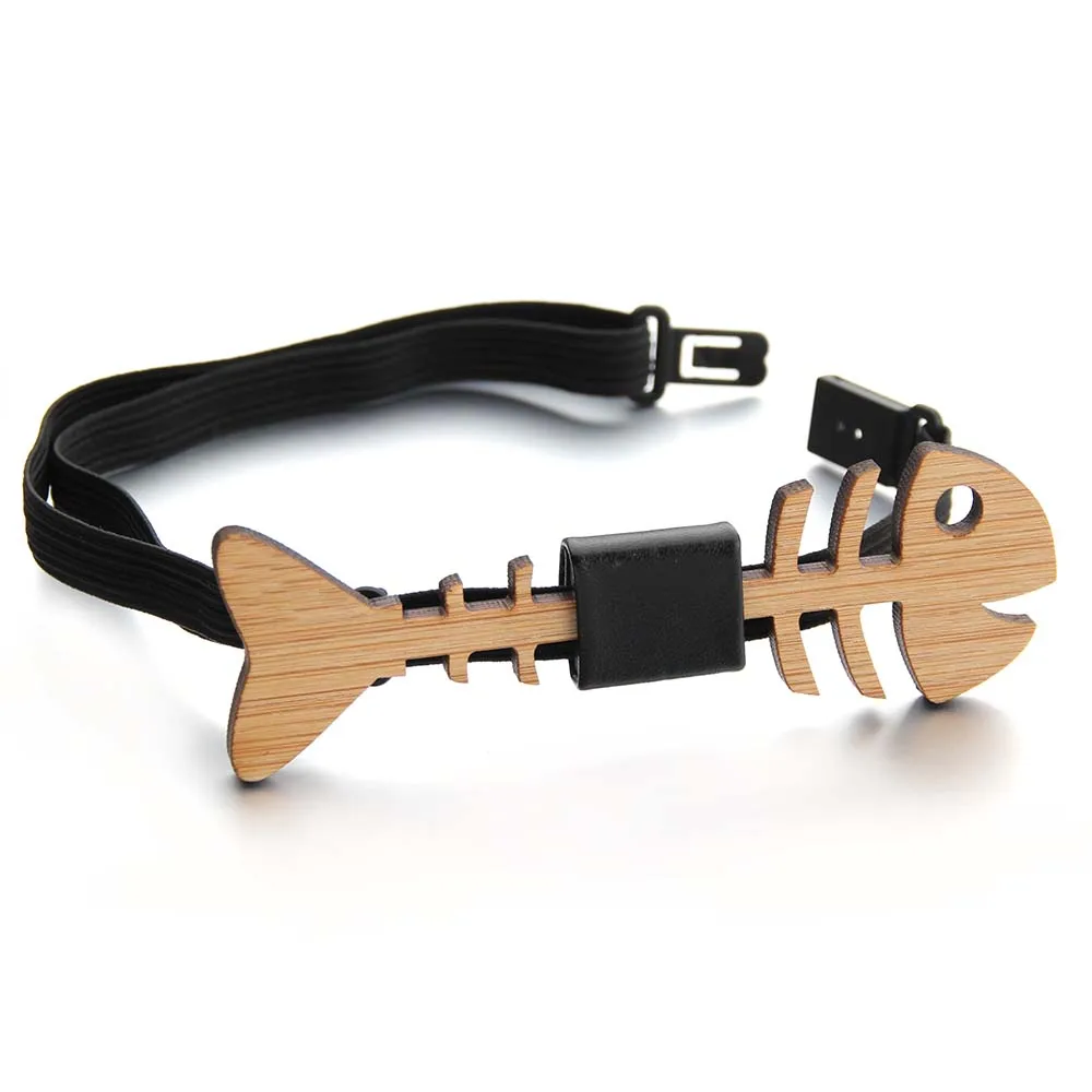 

Fishbone Wooden Bow Tie For Men Classic Bowties Neckwear Handmade Butterfly