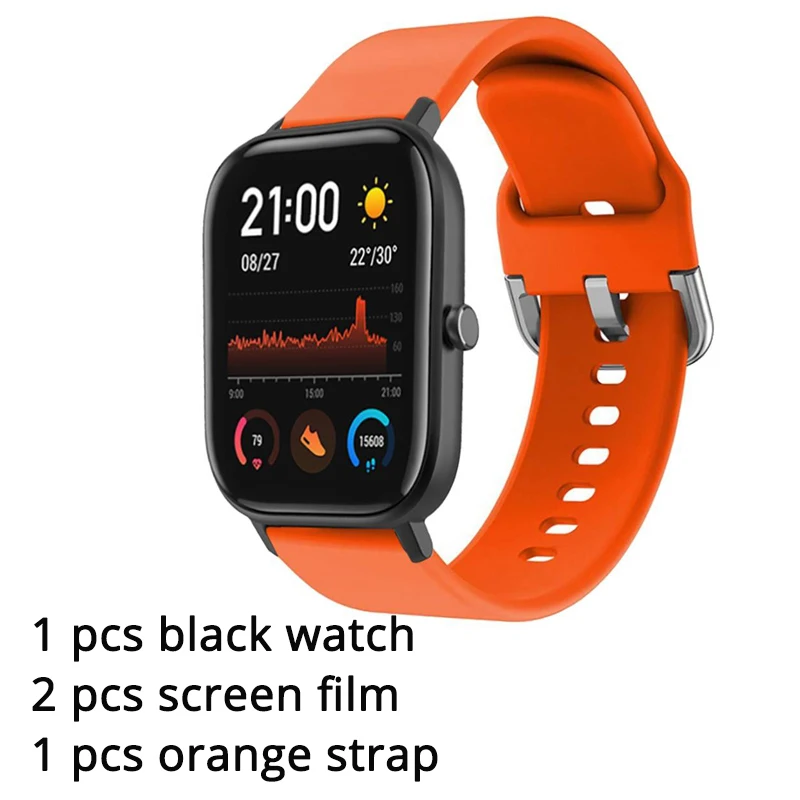 black add orange Новая глобальная версия Amazfit GTS Смарт-часы 1,6" AMOLED 5 ATM водонепроницаемый 14 дней Срок службы батареи 12 спортивных режимов Bluetooth часы - Цвет: black add orange