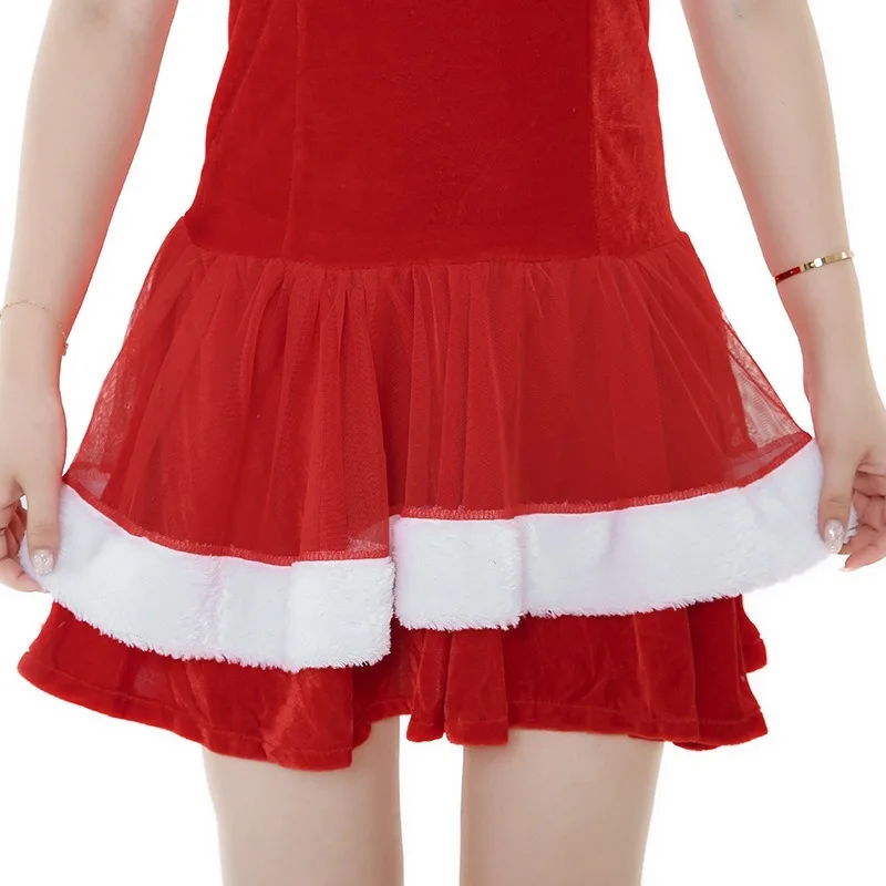 Платье для девочек на Рождество 2019 года COSCOS, милый сексуальный топ без бретелек из золотистого бархата высокого класса, красное платье для выступления на вечеринке COS.