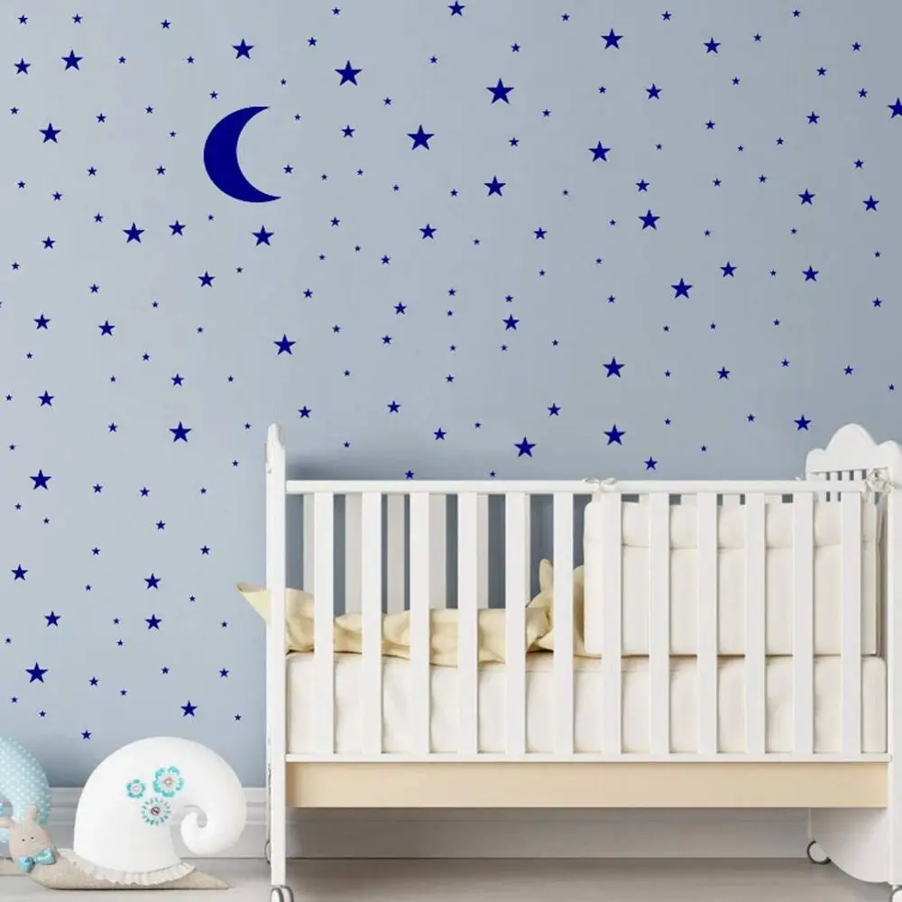 Star moon combination wall sticker for kids baby rooms bedroom background home decoration wallpaper DIY decals nursery stickers | Дом и сад